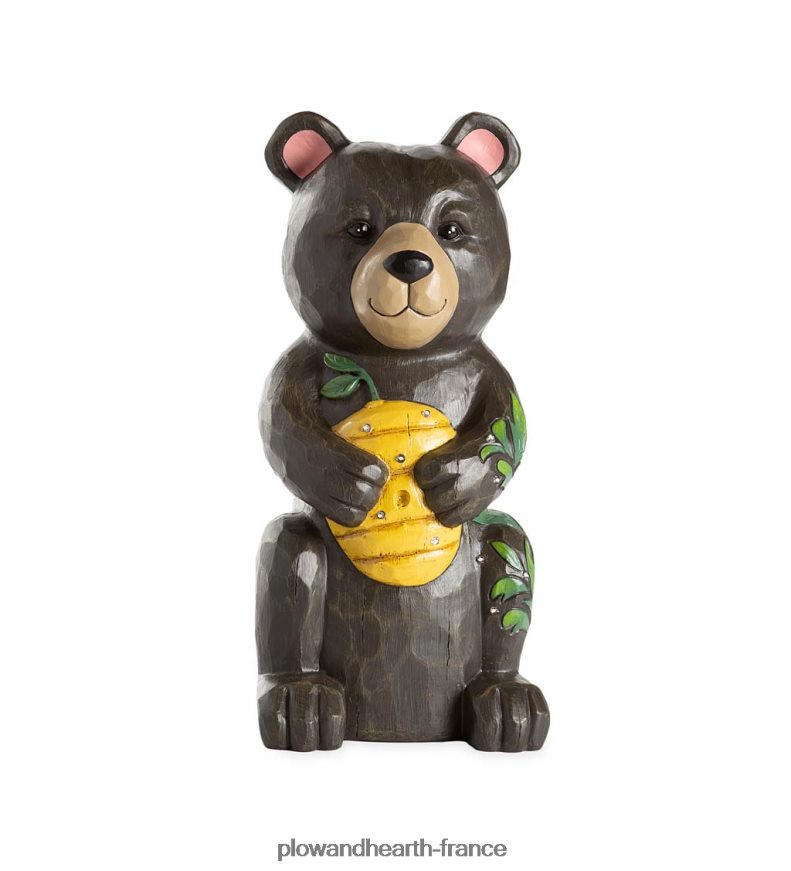 Statue éclairée d'ours noir et de shorty au miel, intérieur/extérieur Plow & Hearth 8642F6297 cour et jardin