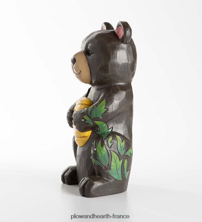 Statue éclairée d'ours noir et de shorty au miel, intérieur/extérieur Plow & Hearth 8642F6297 cour et jardin