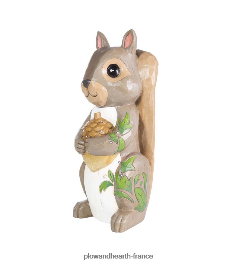 Statue courte d'écureuil éclairée intérieure/extérieure Plow & Hearth 8642F6123 cour et jardin