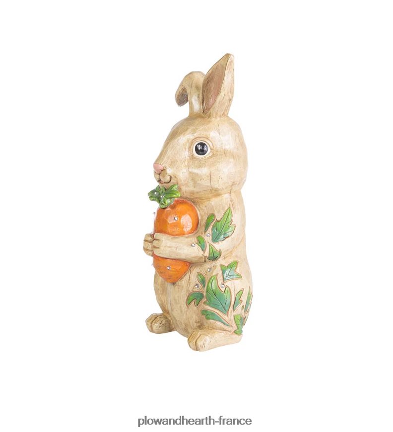 Statue courte de lapin éclairée intérieure/extérieure Plow & Hearth 8642F6111 cour et jardin