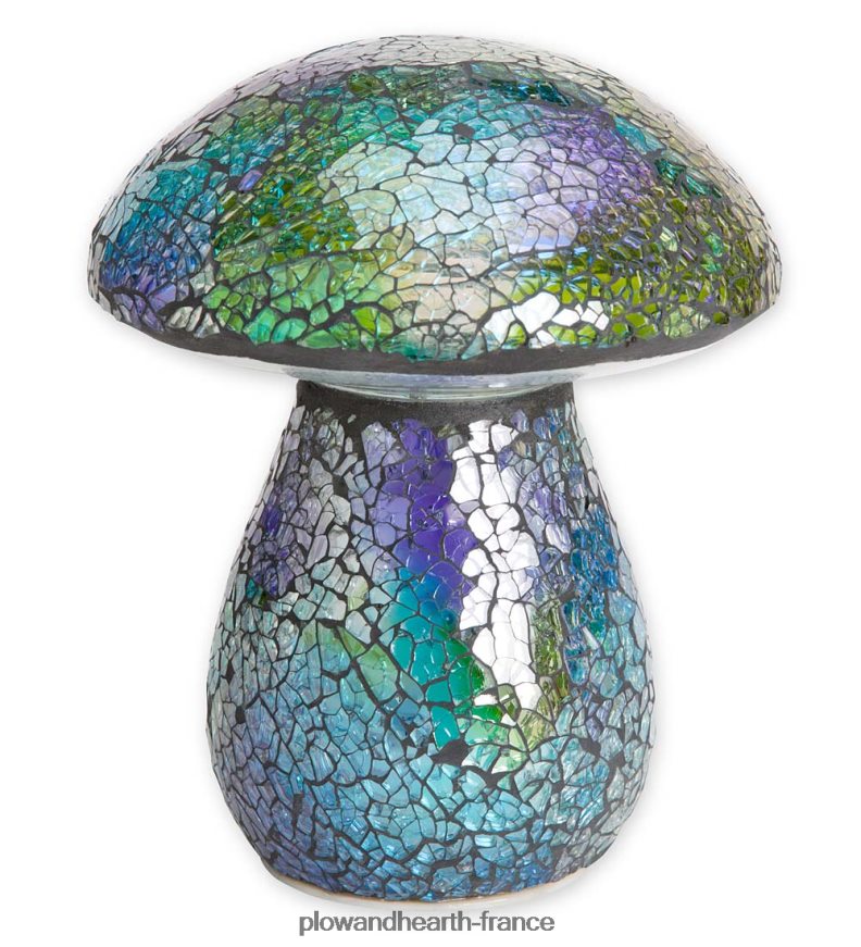 ornement de pelouse de champignon de mosaïque de verre - ambre Plow & Hearth 8642F6420 cour et jardin