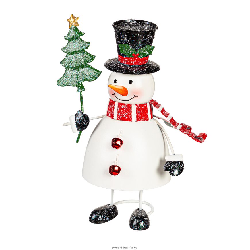 statue de bonhomme de neige en métal Plow & Hearth 8642F6154 cour et jardin