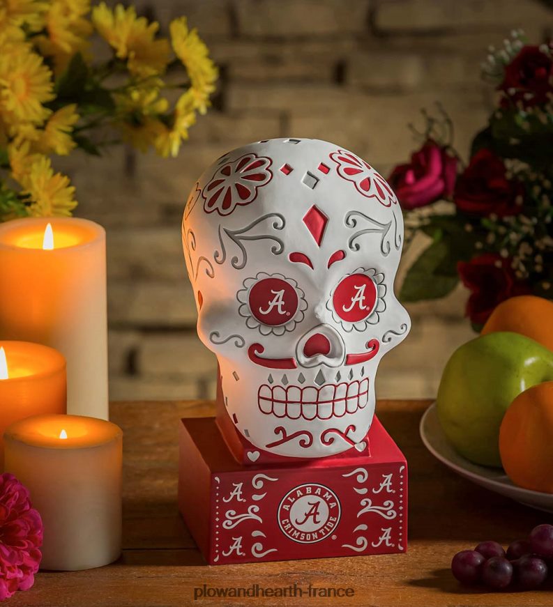 statue de crâne en sucre d'Alabama Plow & Hearth 8642F6378 cour et jardin