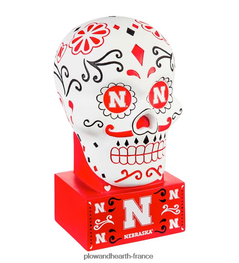 statue de crâne en sucre de l'université du Nebraska Plow & Hearth 8642F6405 cour et jardin