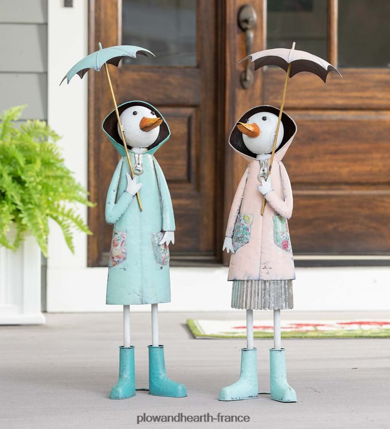 statue de jardin en forme de canard en métal - bleu Plow & Hearth 8642F6166 cour et jardin