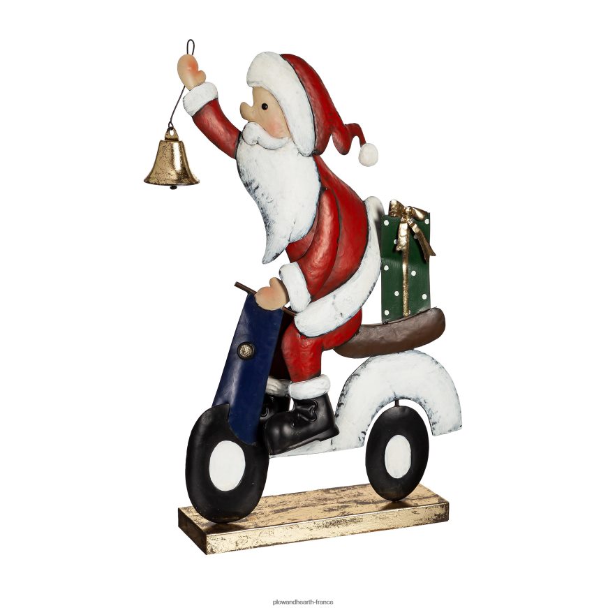 statue de jardin en métal père Noël sur scooter Plow & Hearth 8642F6148 cour et jardin