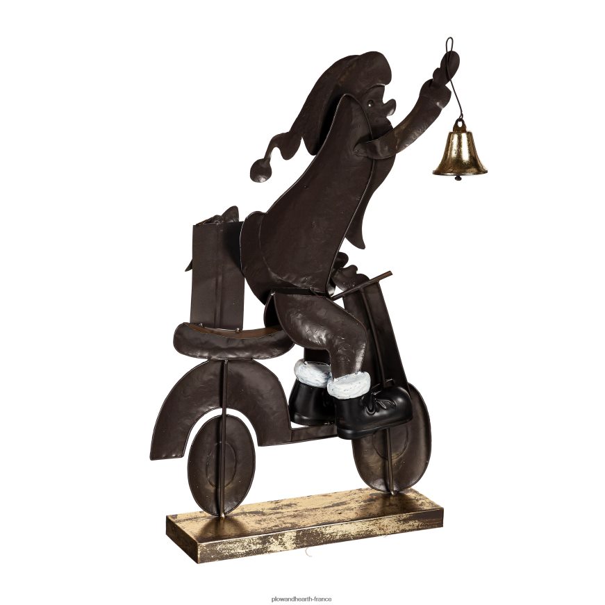 statue de jardin en métal père Noël sur scooter Plow & Hearth 8642F6148 cour et jardin