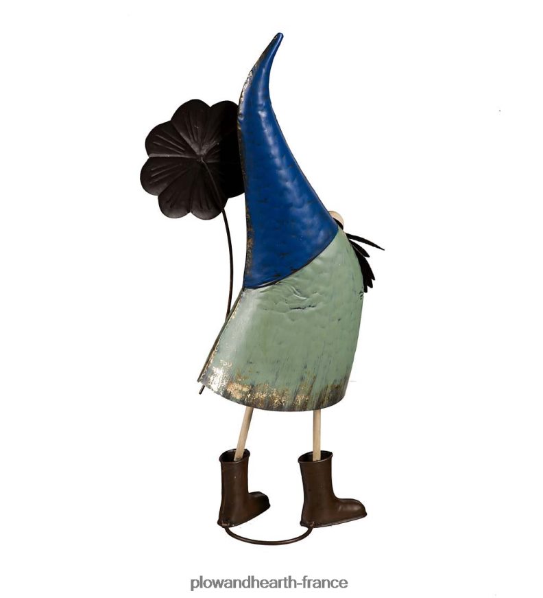 statue de nain de fleur bleue en métal Plow & Hearth 8642F6290 cour et jardin