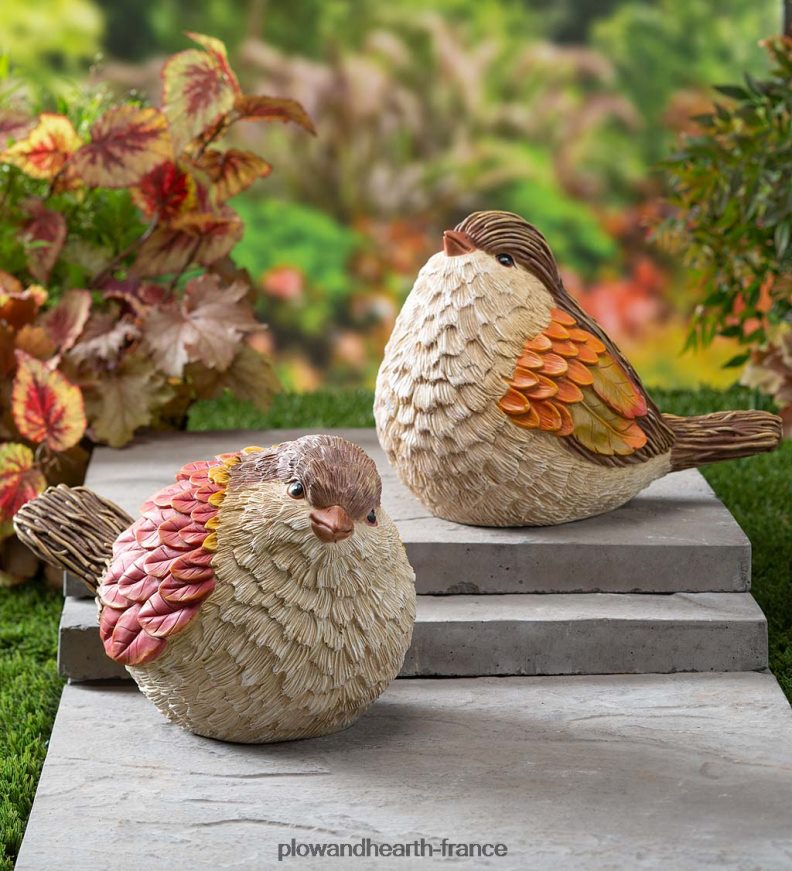 statues de jardin d'oiseaux d'automne, lot de 2 Plow & Hearth 8642F6329 cour et jardin