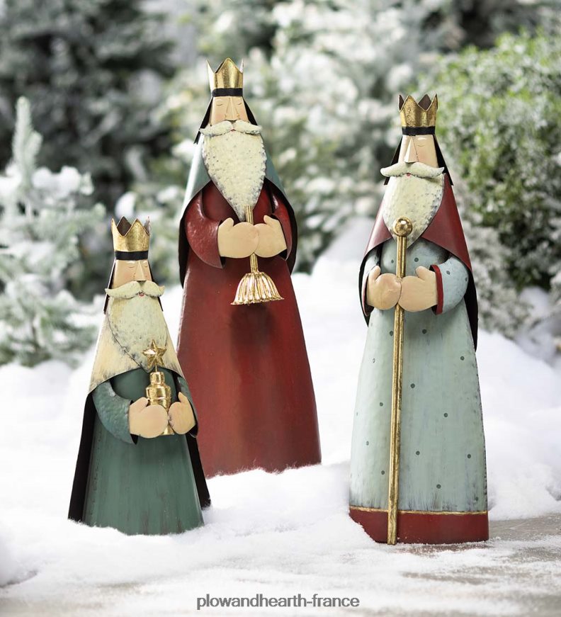 statues de la Nativité de Noël des sages Plow & Hearth 8642F687 cour et jardin