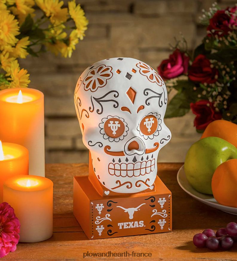 université du Texas, statue de crâne en sucre Plow & Hearth 8642F6386 cour et jardin