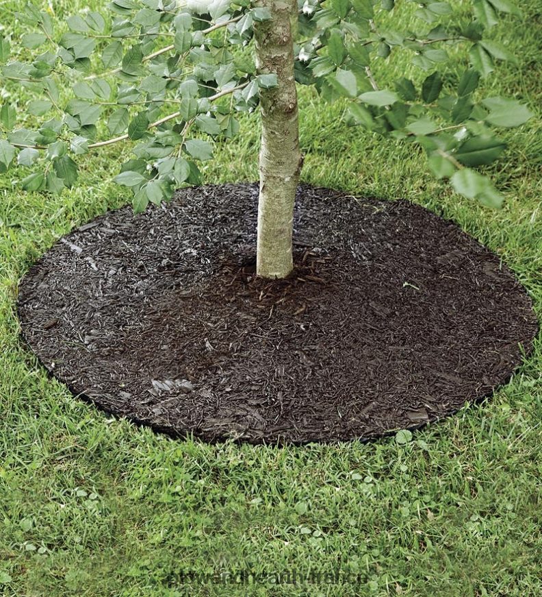 Anneau d'arbre à caoutchouc recyclé à paillis permanent, 24 dia. Plow & Hearth 8642F6674 cour et jardin