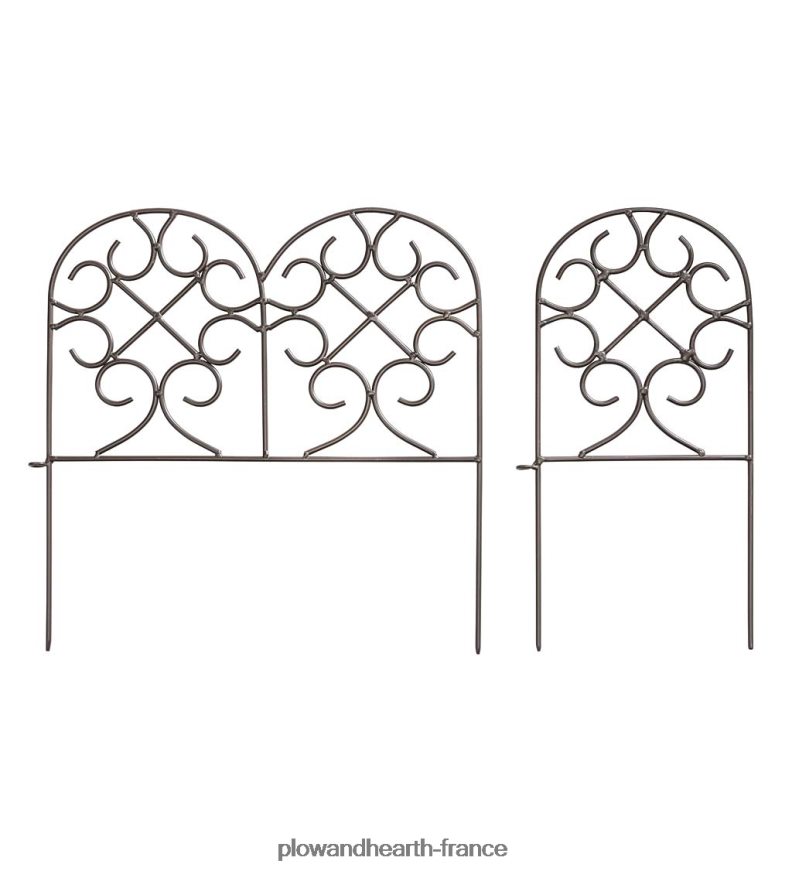 bordure en fer forgé à volutes avec piquets au sol et finition bronze à canon Plow & Hearth 8642F6670 cour et jardin