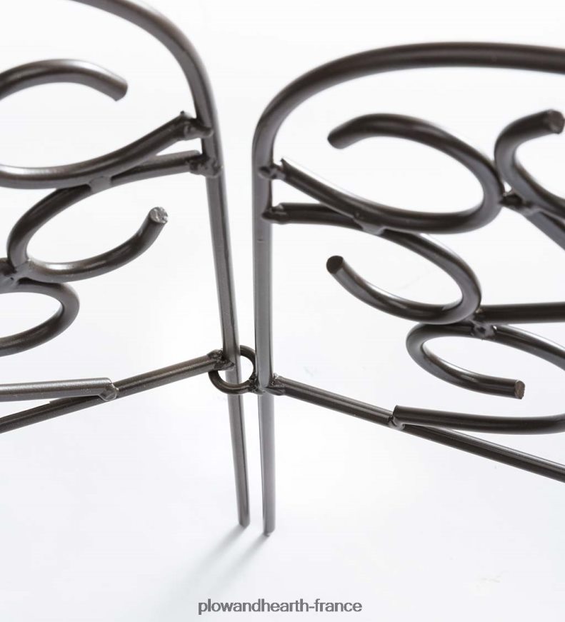 bordure en fer forgé à volutes avec piquets au sol et finition bronze à canon Plow & Hearth 8642F6670 cour et jardin