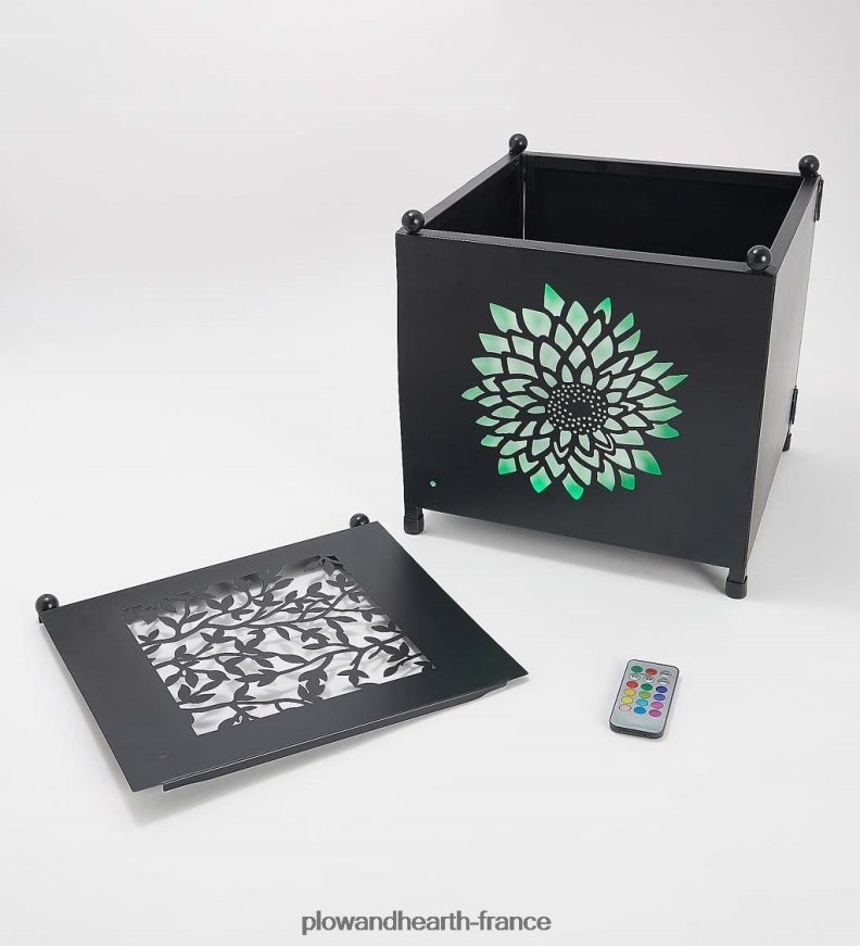 jardinière lumineuse en métal avec motifs interchangeables Plow & Hearth 8642F6998 cour et jardin