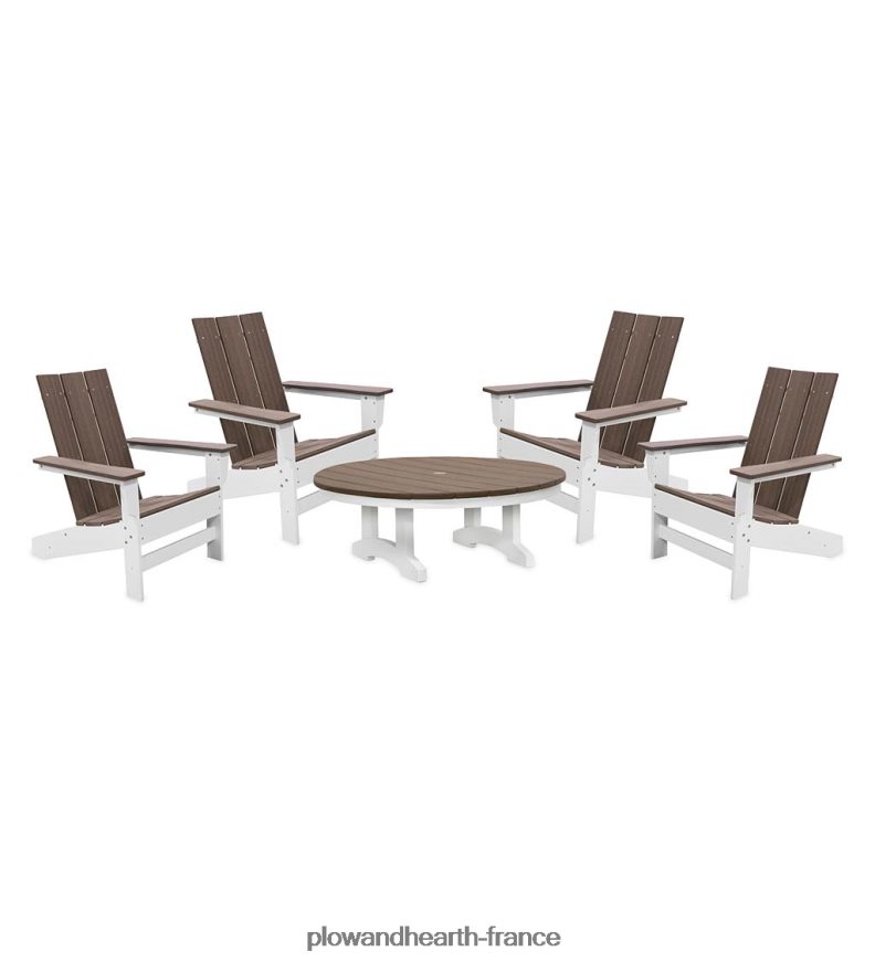 May River - Ensemble de conversation 5 pièces avec sièges d'extérieur - gris côtier/blanc Plow & Hearth 8642F6680 cour et jardin