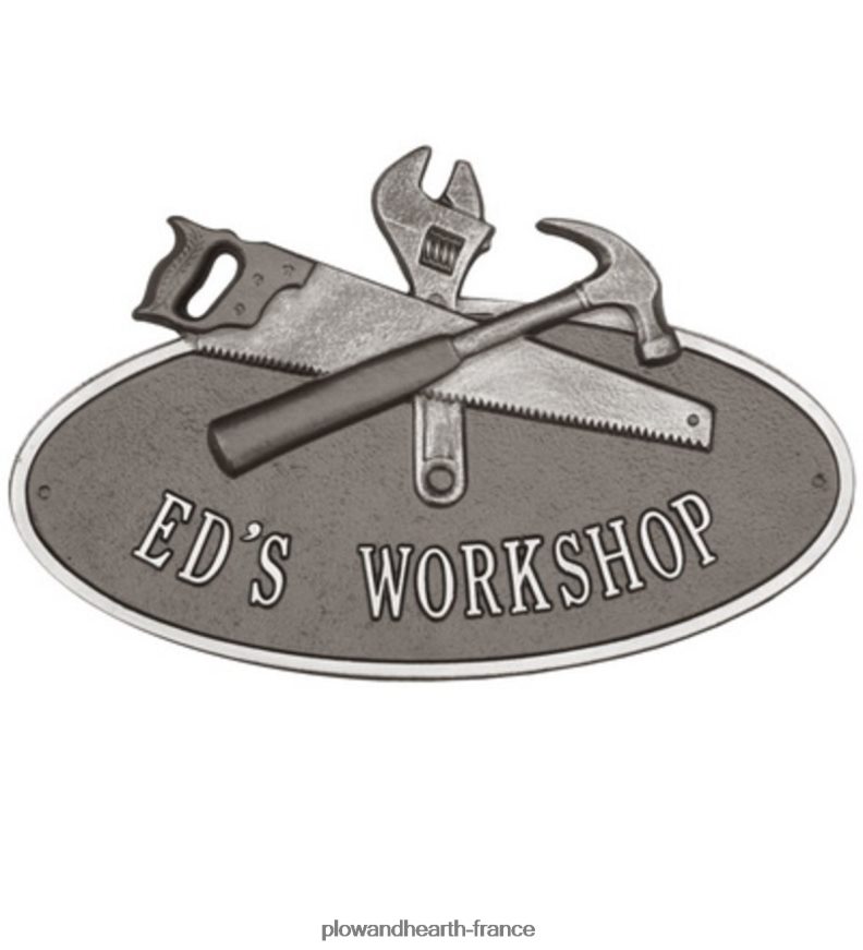 plaque personnalisée ovale atelier - noire Plow & Hearth 8642F6725 cour et jardin