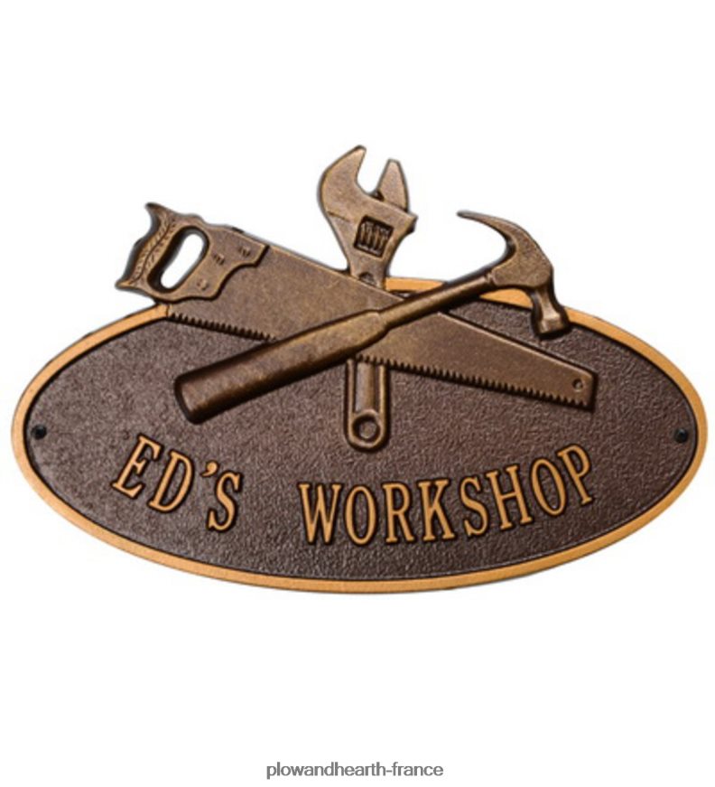 plaque personnalisée ovale atelier - noire Plow & Hearth 8642F6725 cour et jardin