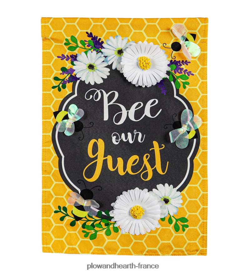 abeille notre drapeau de jardin en lin invité Plow & Hearth 8642F6590 cour et jardin