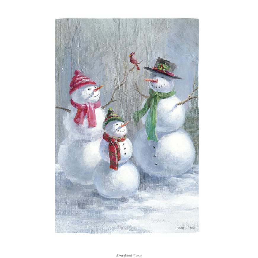 bonhomme de neige famille lustre jardin drapeau Plow & Hearth 8642F6549 cour et jardin