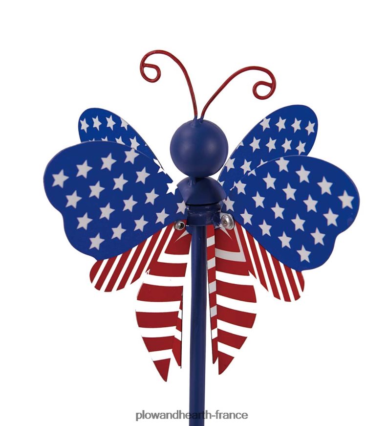 drapeau américain, pieu de jardin ailé tournant - libellule Plow & Hearth 8642F6271 cour et jardin