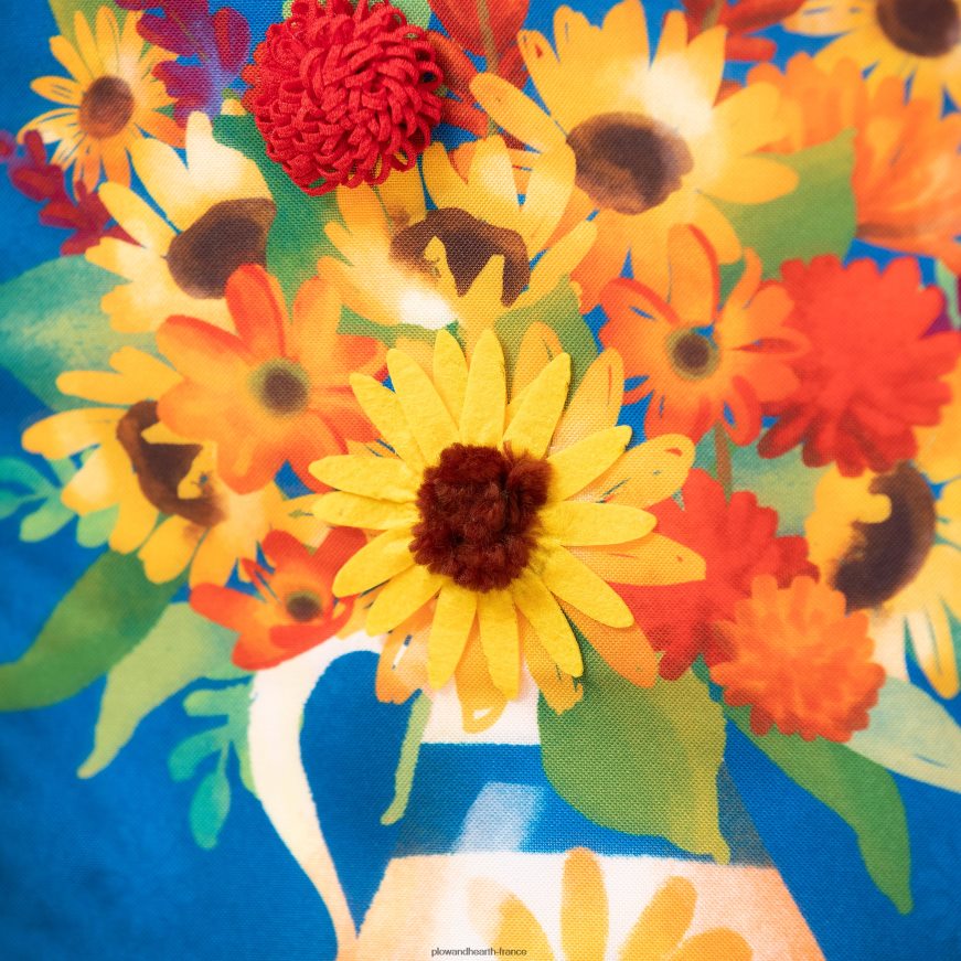 drapeau de jardin en lin avec arrangement floral béni Plow & Hearth 8642F6605 cour et jardin