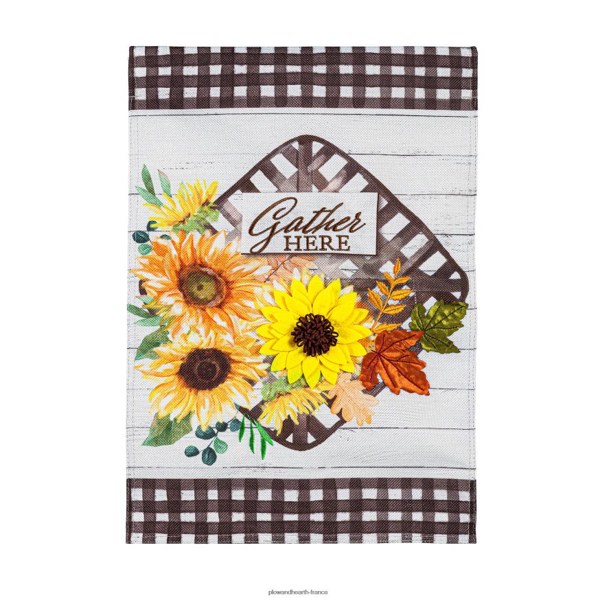 rassemblez-vous ici drapeau de jardin en toile de jute Plow & Hearth 8642F6587 cour et jardin