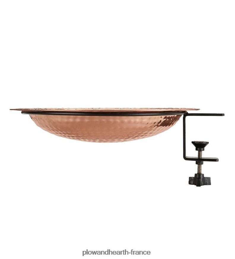 petit bain d'oiseaux en cuivre monté sur terrasse Plow & Hearth 8642F6849 cour et jardin