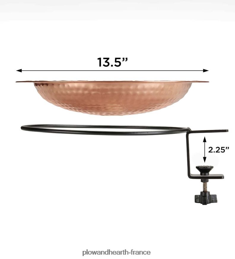 petit bain d'oiseaux en cuivre monté sur terrasse Plow & Hearth 8642F6849 cour et jardin