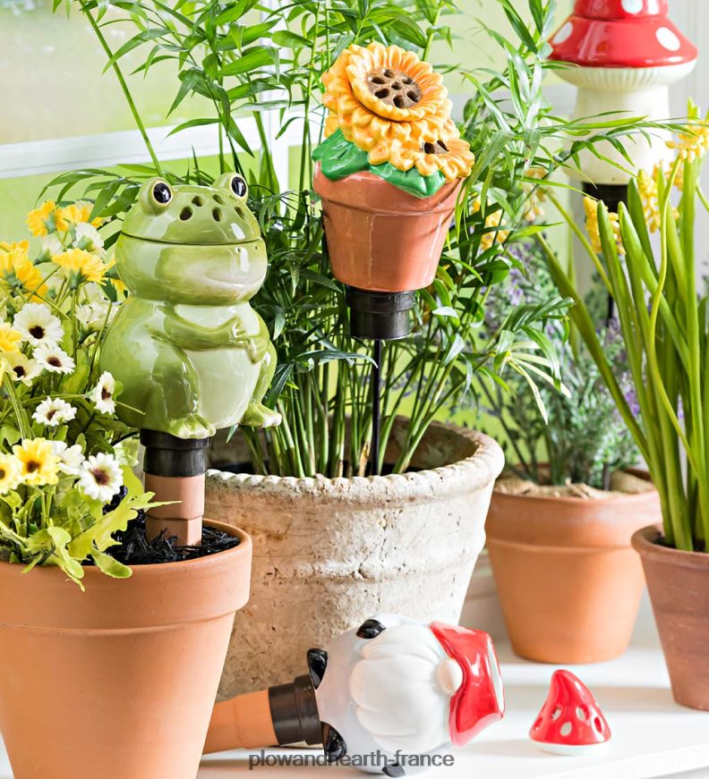 Piège à mouches des fruits et moucherons tout-en-un en céramique avec globe d'arrosage - champignon Plow & Hearth 8642F6905 cour et jardin