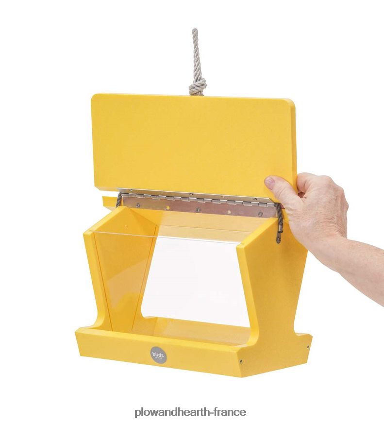 Mangeoire à oiseaux de style trémie en polybois recyclé coloré - jaune Plow & Hearth 8642F6748 cour et jardin