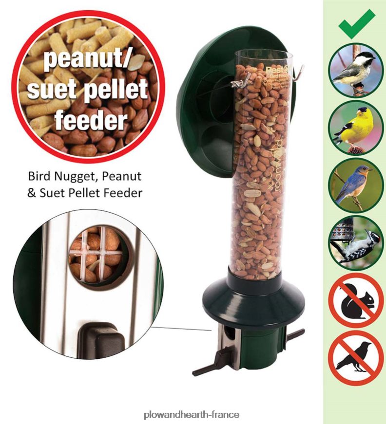 Mangeoire à oiseaux pestoff pour cacahuètes, vers de farine séchés, suif et pépites d'oiseaux sauvages Plow & Hearth 8642F6780 cour et jardin