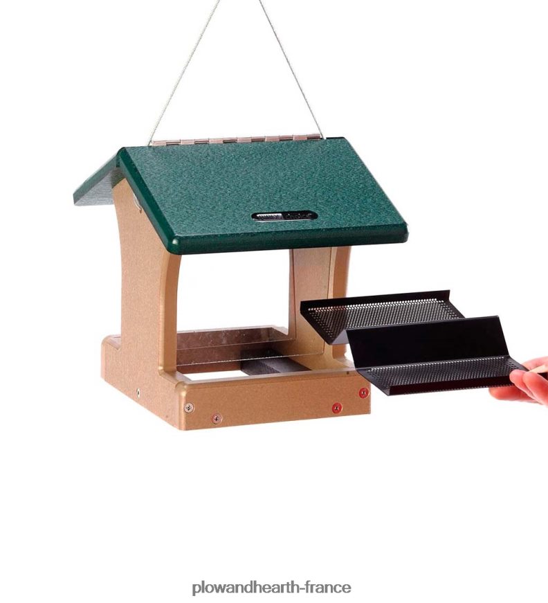 Mangeoire à oiseaux à trémie à 2 côtés en polybois recyclé Plow & Hearth 8642F6764 cour et jardin