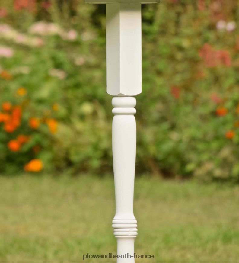 Piédestal en bois tourné pour nichoir/mangeoire avec tarière au sol - blanc Plow & Hearth 8642F6791 cour et jardin