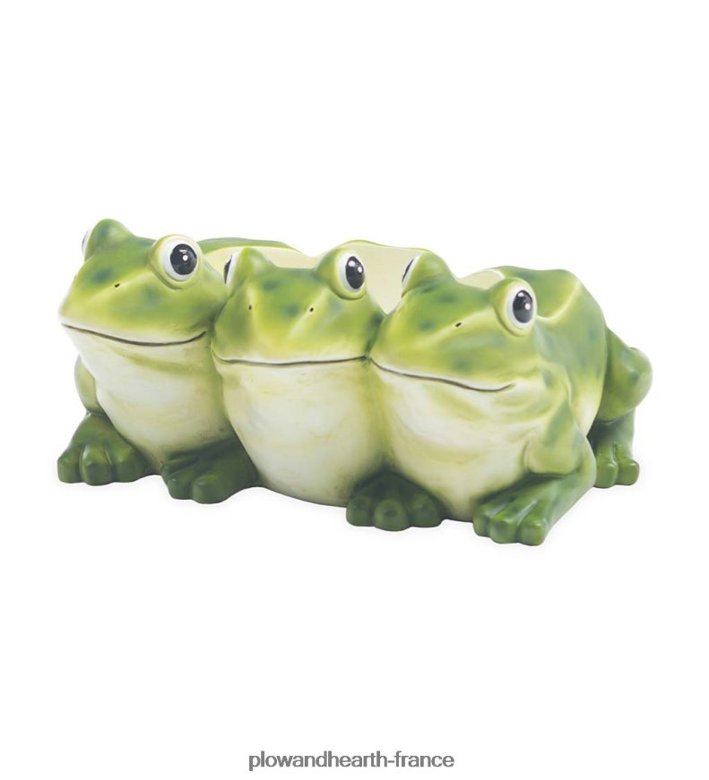 Jardinière triplée de grenouilles intérieure/extérieure pour fleurs ou herbes Plow & Hearth 8642F6960 cour et jardin