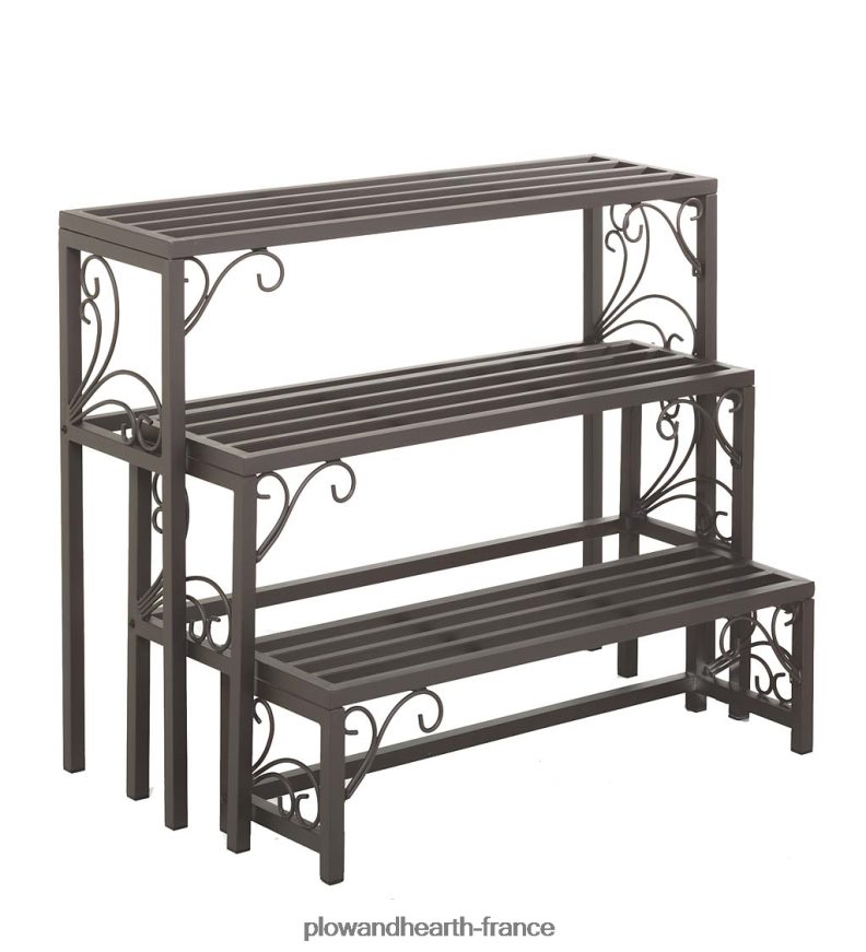 Supports d'usine en métal gigognes avec volutes, ensemble de trois Plow & Hearth 8642F6912 cour et jardin