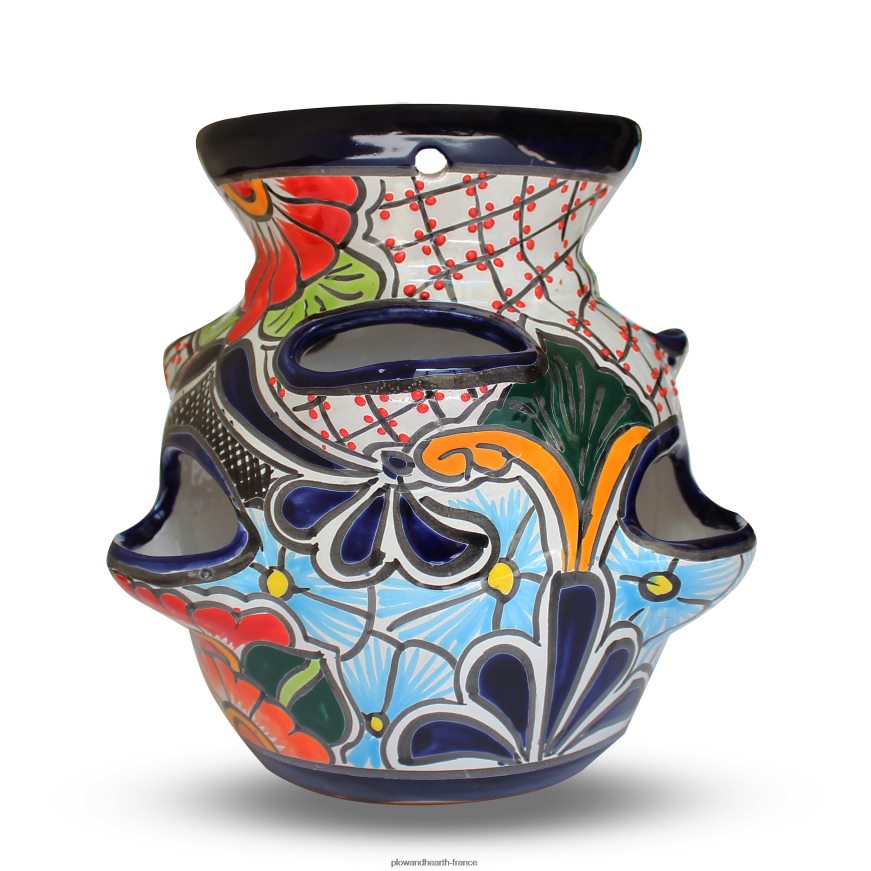 grand pot de fraises talavera bleu ciel Plow & Hearth 8642F6936 cour et jardin