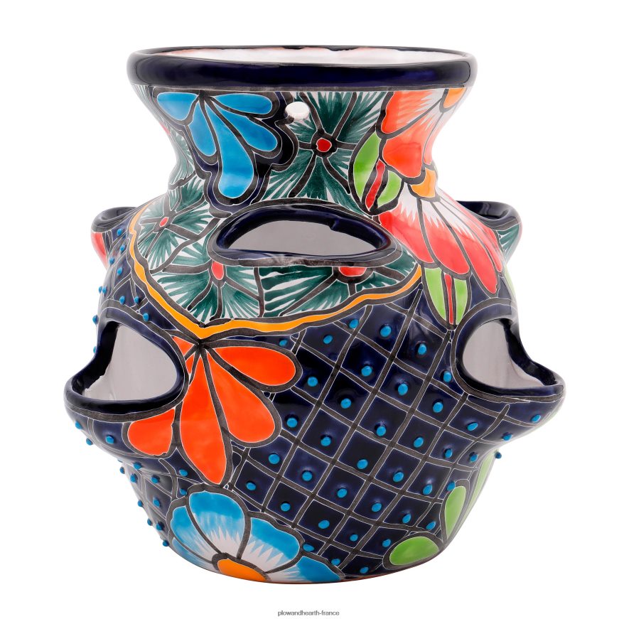grand pot de fraises talavera bleu royal Plow & Hearth 8642F6939 cour et jardin