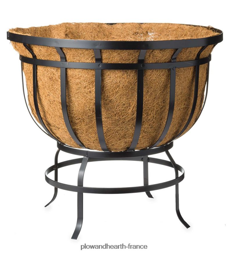 jardinière en métal sur pieds avec doublure en coco Plow & Hearth 8642F6914 cour et jardin
