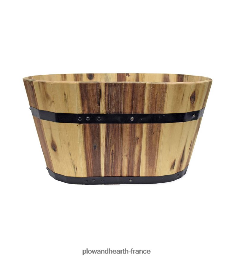 jardinière ovale en bois d'acacia Plow & Hearth 8642F6915 cour et jardin