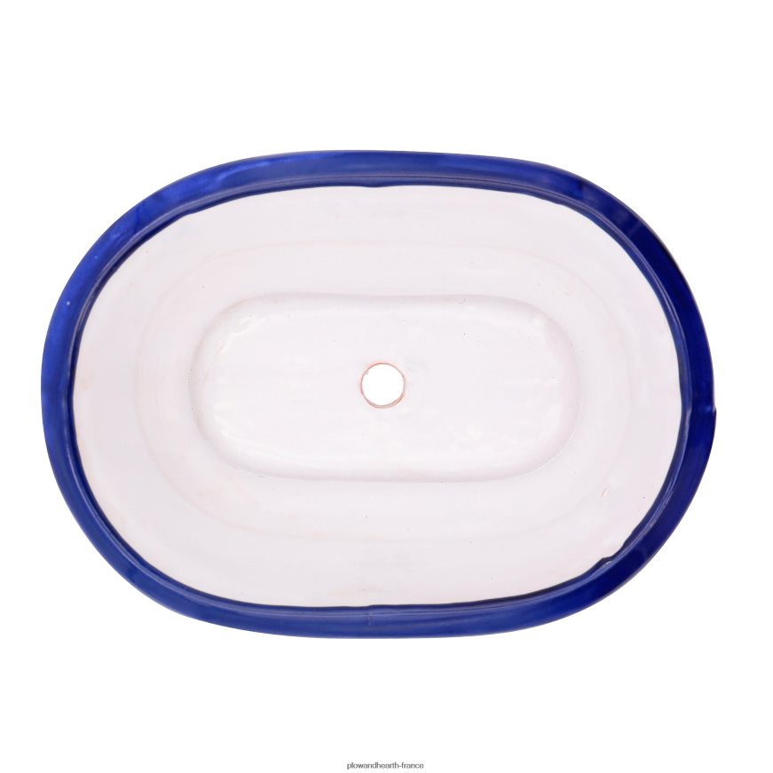 jardinière à rebord talavera blanche et bleu marine Plow & Hearth 8642F6972 cour et jardin