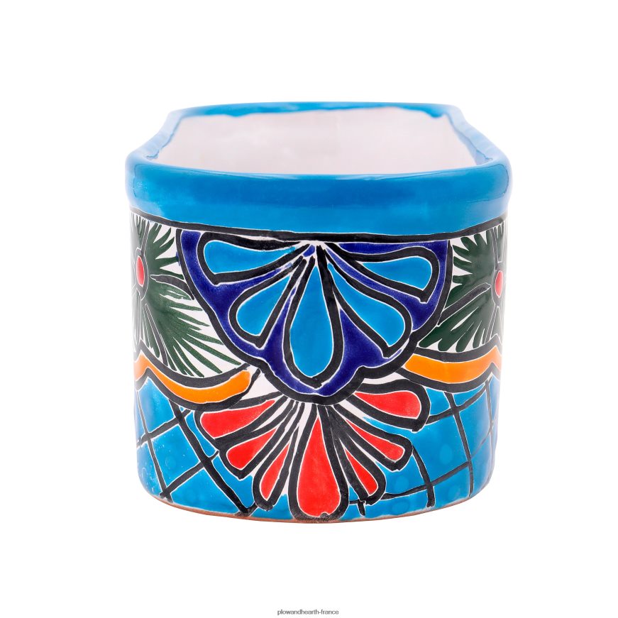 jardinière à rebord turquoise Talavera Plow & Hearth 8642F6934 cour et jardin