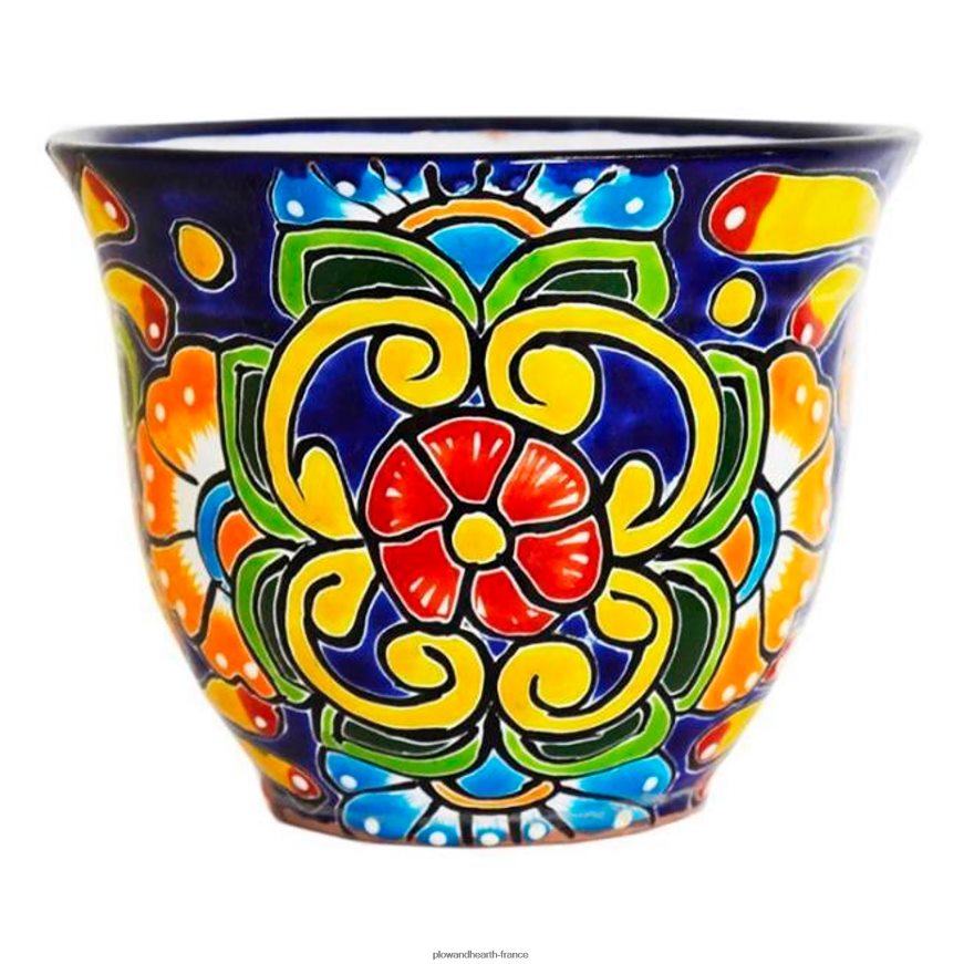 jardinière talavera florale bleue Plow & Hearth 8642F6956 cour et jardin