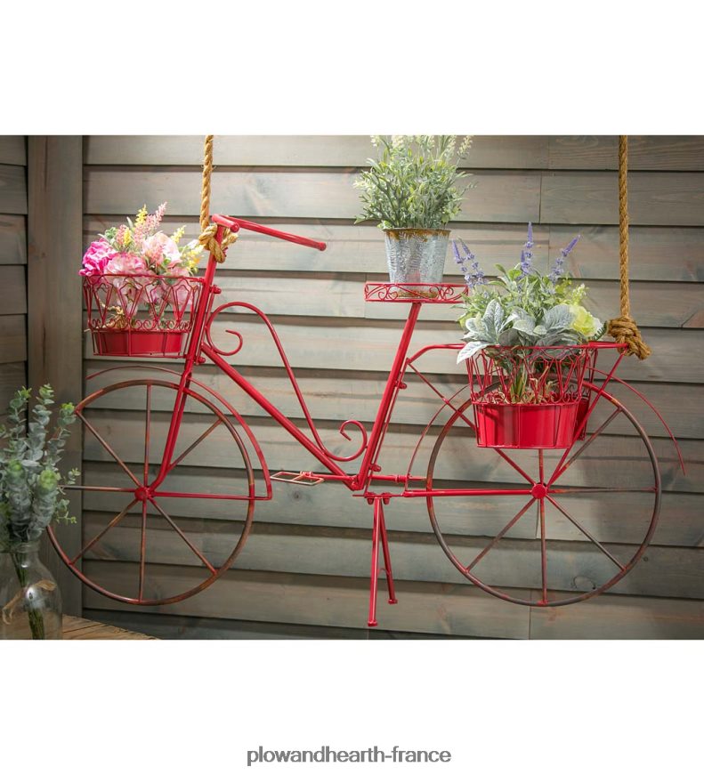 jardinière à vélo en métal rouge Plow & Hearth 8642F6966 cour et jardin