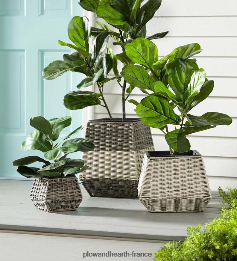 jardinières en osier intérieur/extérieur, ensemble de 3 Plow & Hearth 8642F6981 cour et jardin