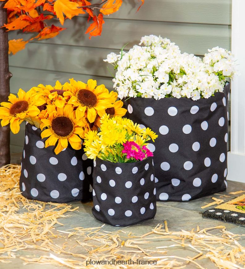 jardinières en tissu à motifs, lot de 3 - carreaux Plow & Hearth 8642F6961 cour et jardin