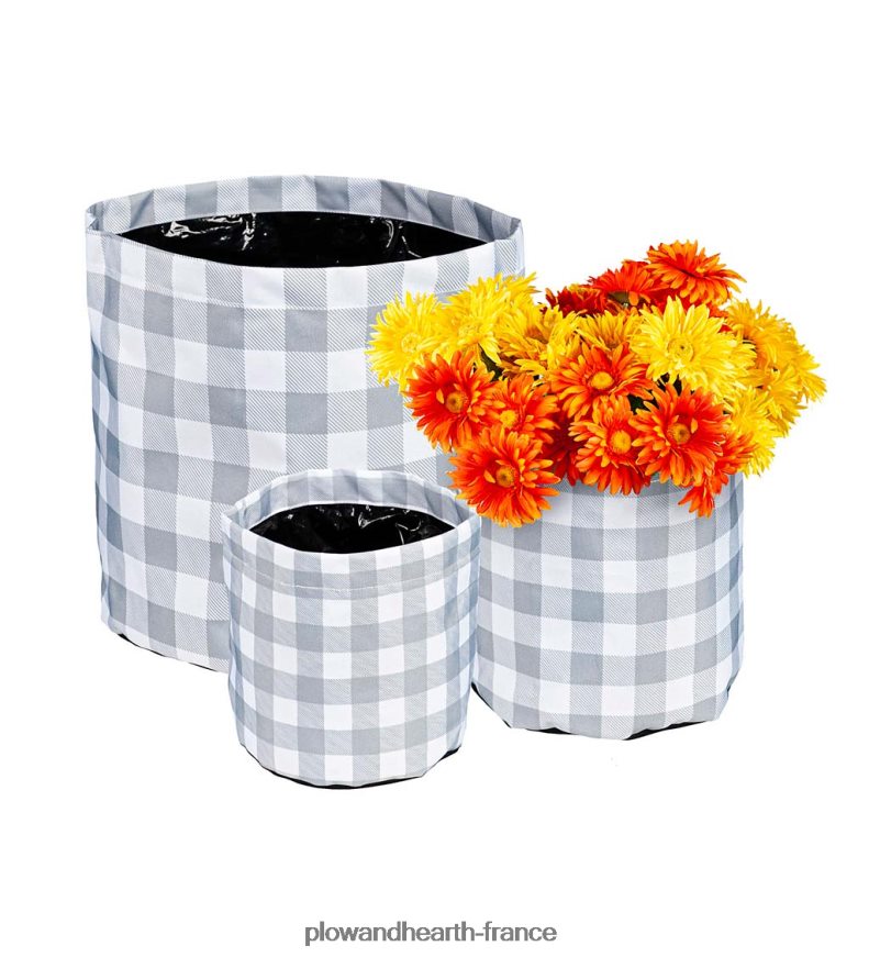 jardinières en tissu à motifs, lot de 3 - carreaux Plow & Hearth 8642F6961 cour et jardin