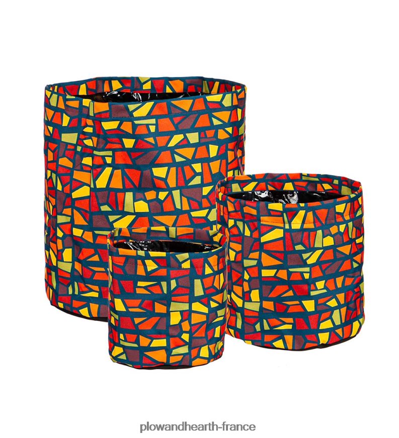 jardinières en tissu à motifs, lot de 3 - carreaux Plow & Hearth 8642F6961 cour et jardin