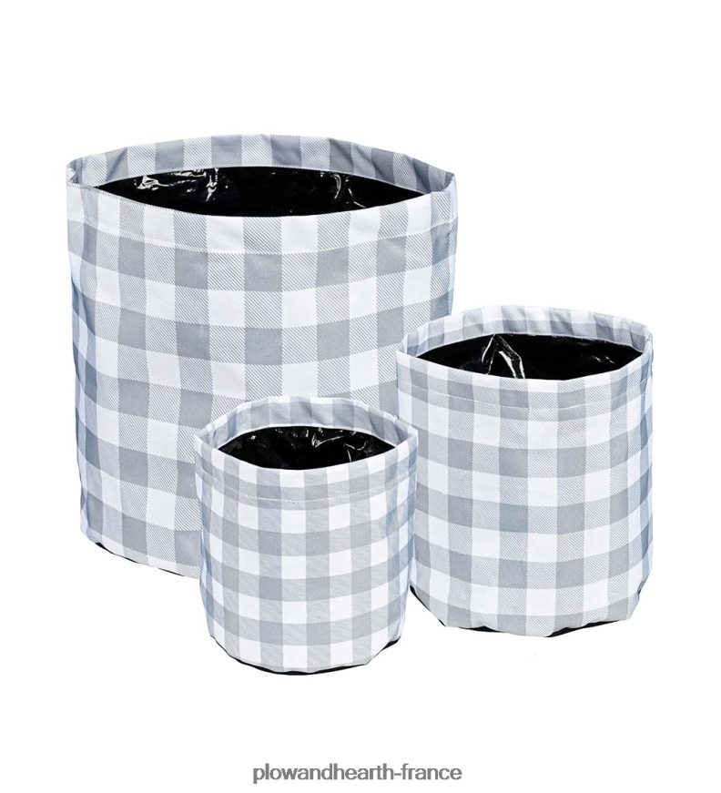 jardinières en tissu à motifs, lot de 3 - carreaux Plow & Hearth 8642F6961 cour et jardin