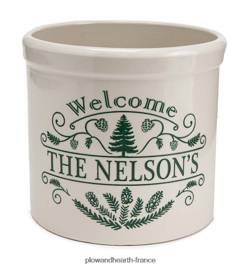 pot de bienvenue en grès personnalisé en pin - noir Plow & Hearth 8642F6916 cour et jardin